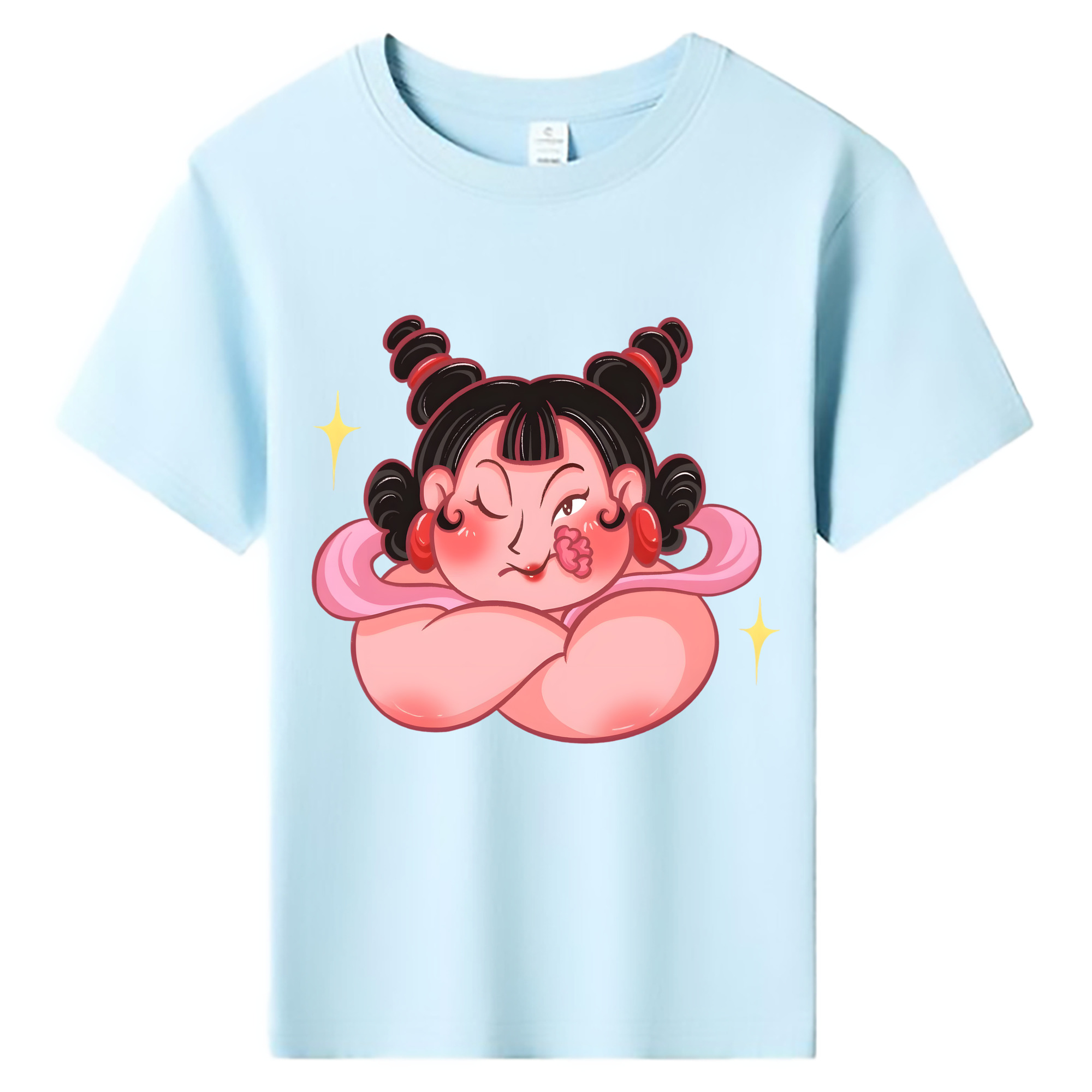 （画像用） Ne Zha 2 ナタ 魔童の大暴れ 綿100％キッズTシャツ（フロントプリント）